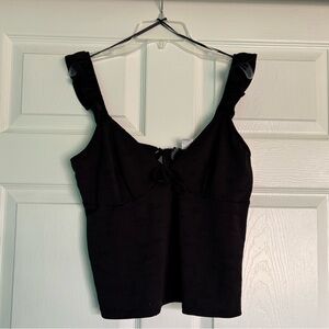 Divided H&M Black Flowy Cropped Tank Top